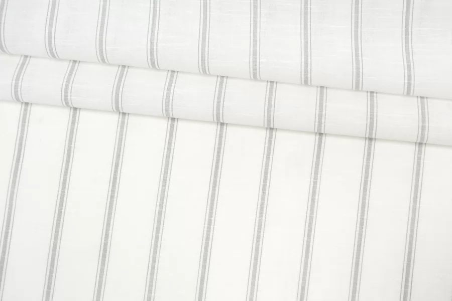 Рубашечный лён с хлопком в полоску  ALBINI Бело-серый CVC H16/3 F20 19112516