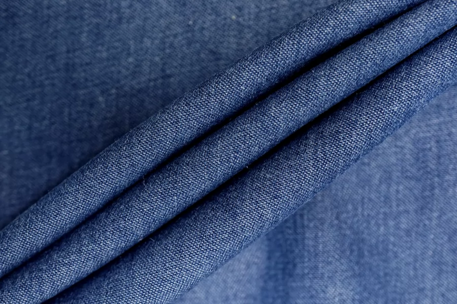 Хлопок рубашечно-плательный шамбре Синий CVC H14/1 NN20 19112527