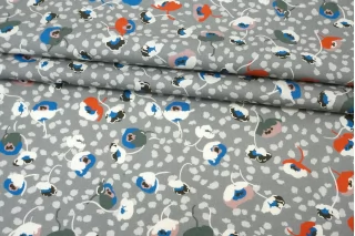 ОТРЕЗ 1,45 М Рубашечный хлопок Цветы на сером CVC (07) 19112544-1