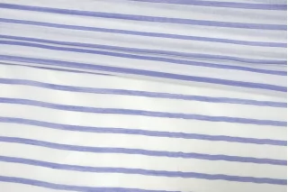 Батист хлопок с шёлком в полоску Бело-голубой CVC H2/4 O10 19112550