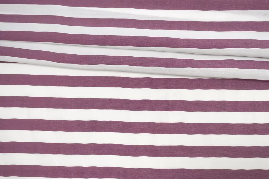 Хлопок с шёлком рубашечно-плательный в полоску Бело-сливовый CVC H2/4 O10 19112551