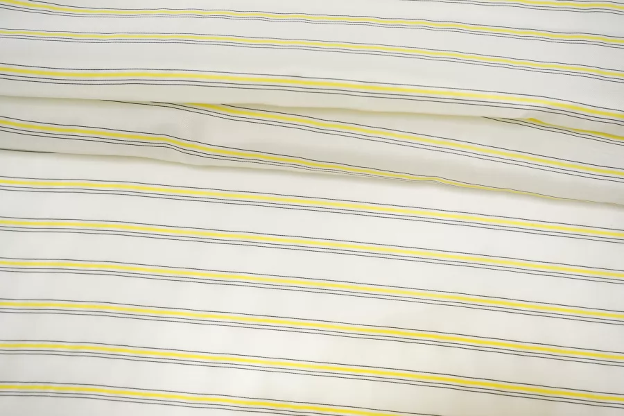 Подкладочная вискоза в полоску Бело-жёлтая CVC H50/1 U11 19112573
