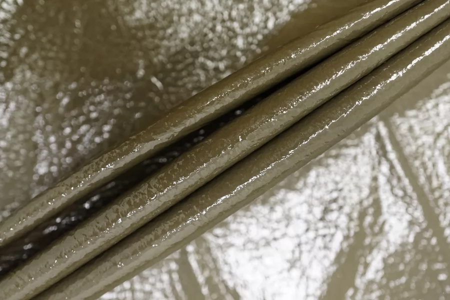 Экокожа лаке на трикотаже Хаки CVC H17/1 LL40 21112511