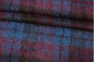 Пальтовый мохер Клетка синяя с фуксией CVC H56 EE00 21112515