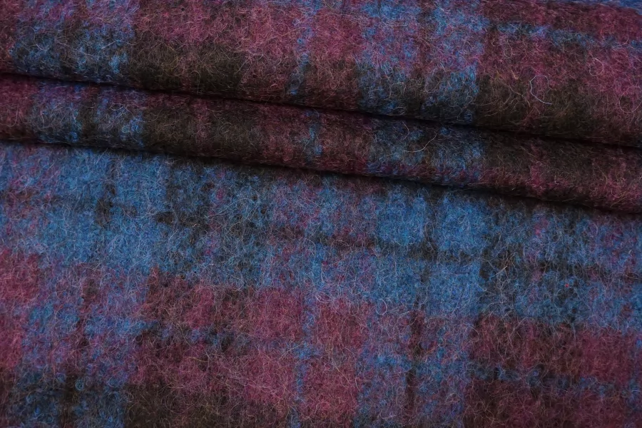 Пальтовый мохер Клетка синяя с фуксией CVC H56 EE00 21112515