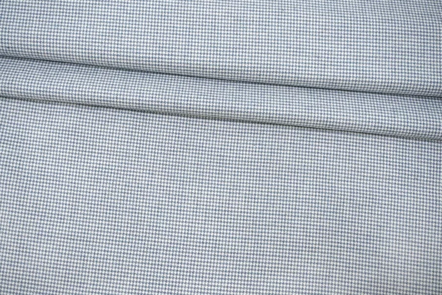 Фланель хлопковая рубашечная гусиная лапка ALBINI Бело-голубая CVC Н12 B40 21112523