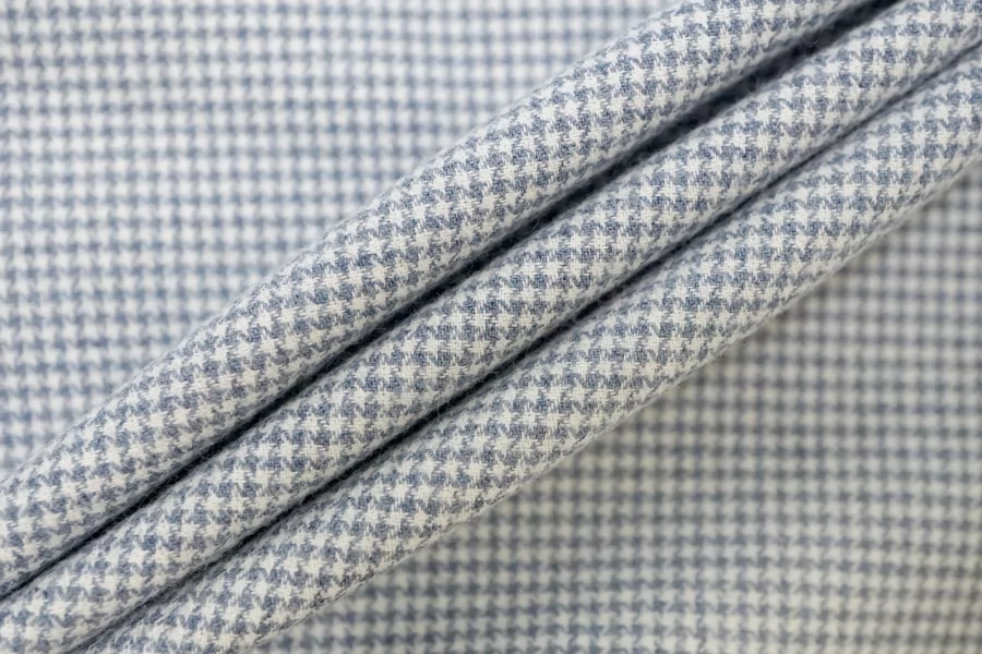 Фланель хлопковая рубашечная гусиная лапка ALBINI Бело-голубая CVC Н12 B40 21112523