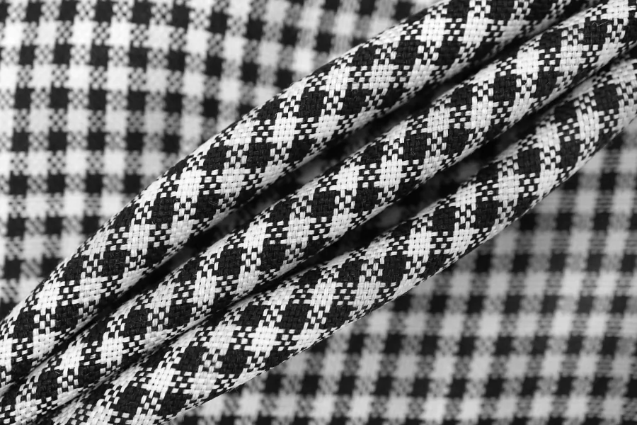 Лён костюмный в клетку Чёрно-белый CVC H16/3 F10 21112529