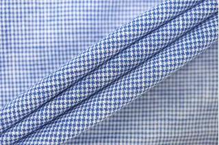 Рубашечный хлопок со льном пепита Бело-синий CVC H6/1 B40 21112533