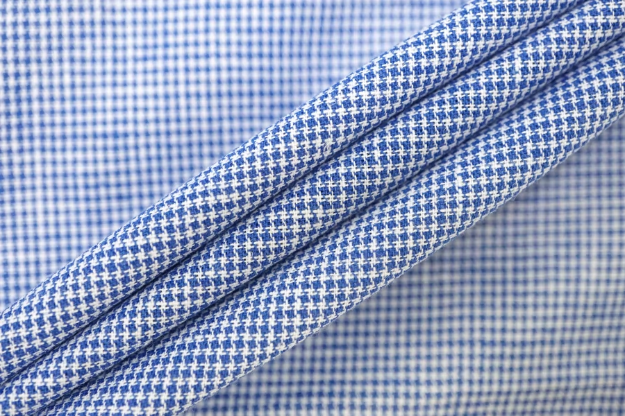 Рубашечный хлопок со льном пепита Бело-синий CVC H6/1 B40 21112533