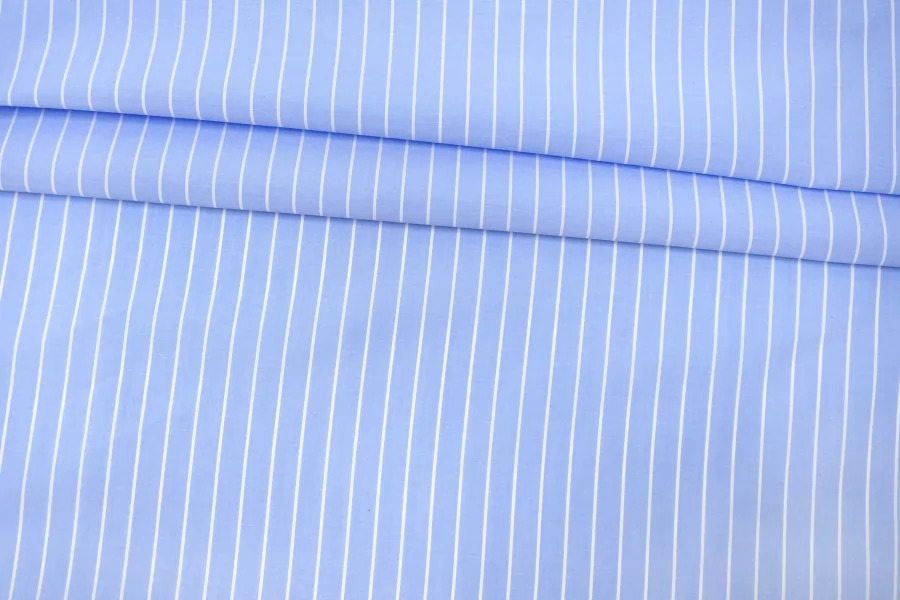 Рубашечный хлопок в полоску CANCLINI Бело-голубой CVC H5 A30 21112541