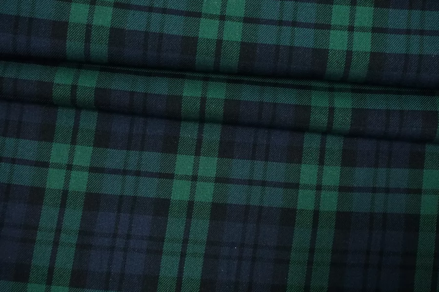 Рубашечный хлопок в клетку Сине-зелёный CVC H12 B70 21112549