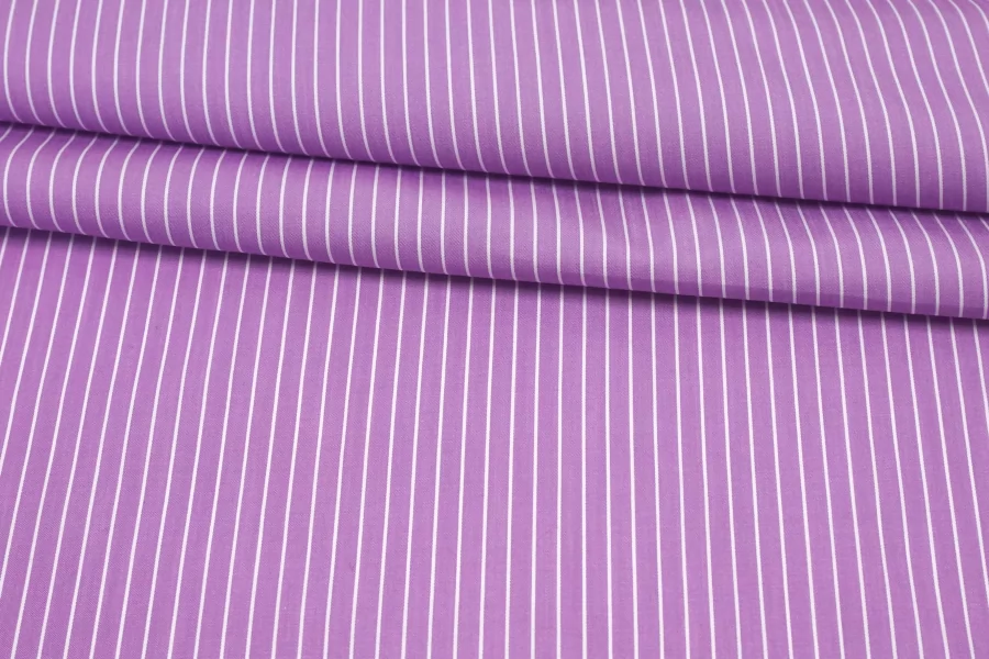 Рубашечный хлопок в полоску CANCLINI Бело-сиреневый CVC H5 A30 21112550