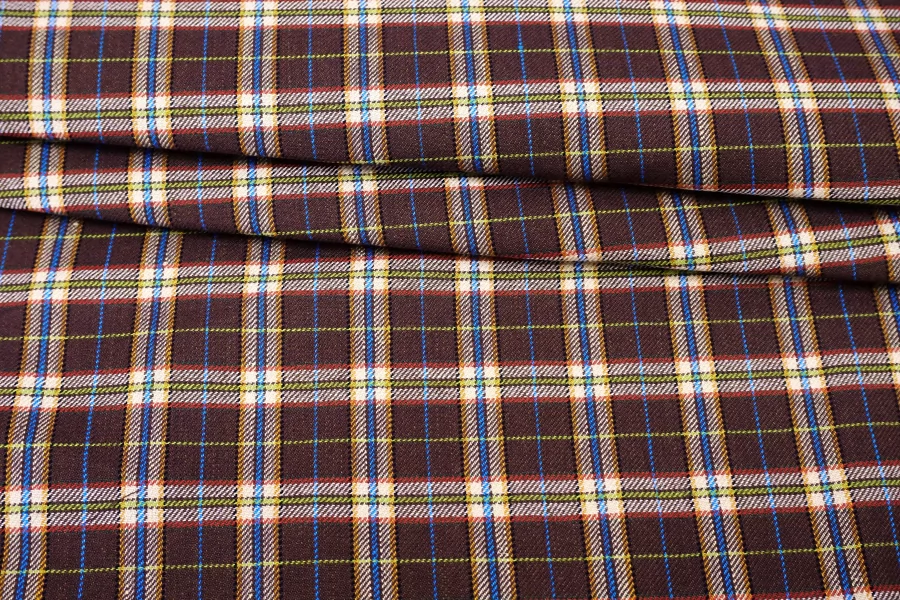Хлопок костюмный в клетку MAX MARA Сливово-коричневый DJ H11/1 B70 25052653