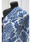 Рубашечный хлопок мерсеризованный MAX MARA Синий орнамент на белом MM Н9/5 А77 20042615