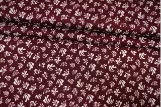 Хлопок сатиновый рубашечный MAX MARA Цветы белые на сливово-винном MM H9/7 A77 20042618