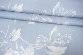 Репс костюмно-плательный хлопковый с вискозой MAX MARA Цветы на голубом MM  H11/2 E44 20042645