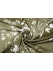 Вискоза твиловая MAX MARA Цветы на оливково-зелёном MM H21/12 i70 20042671