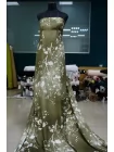 Вискоза твиловая MAX MARA Цветы на оливково-зелёном MM H21/12 i70 20042671