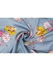 Вискоза твиловая MAX MARA Цветы на серо-голубом MM H21/12 i70 20042678
