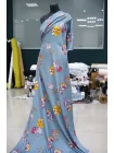 Вискоза твиловая MAX MARA Цветы на серо-голубом MM H21/12 i70 20042678