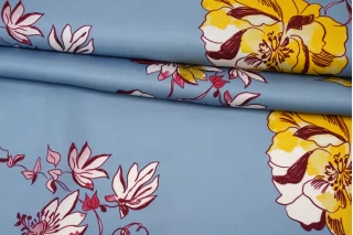 Вискоза твиловая MAX MARA Цветы на серо-голубом MM H21/12 i70 20042678
