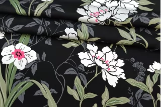 Вискоза твиловая MAX MARA Цветы на чёрном MM H21/9 i60 21042616