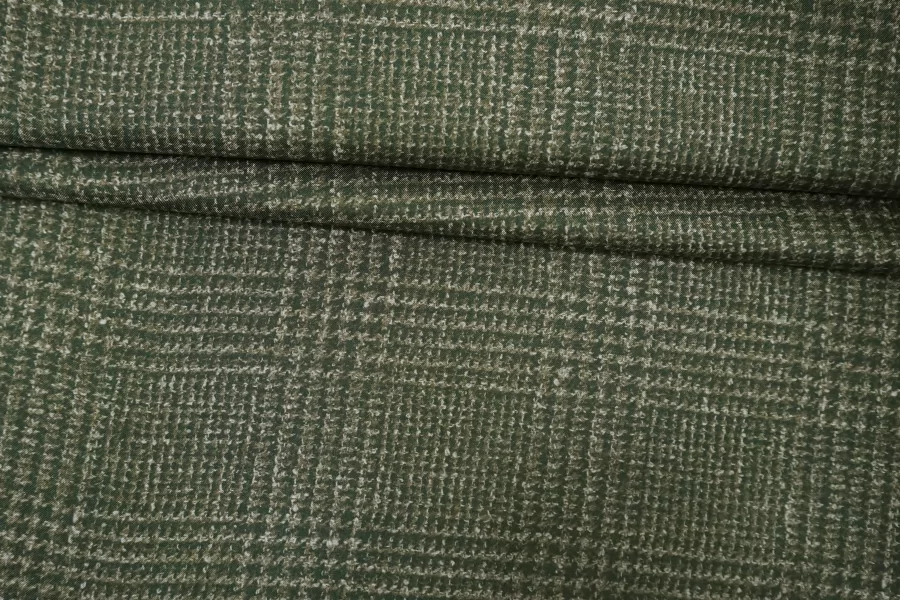Шёлк на трикотаже костюмно-плательный MAX MARA Гусиная лапка зелёная MM H29/3 M40 21042682