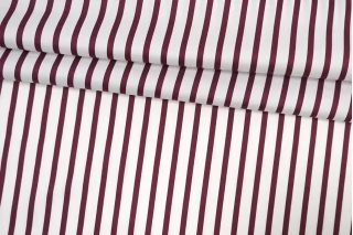 Хлопок сатиновый рубашечный MAX MARA Полоска бело-сливовая MM H5 A30 22042601