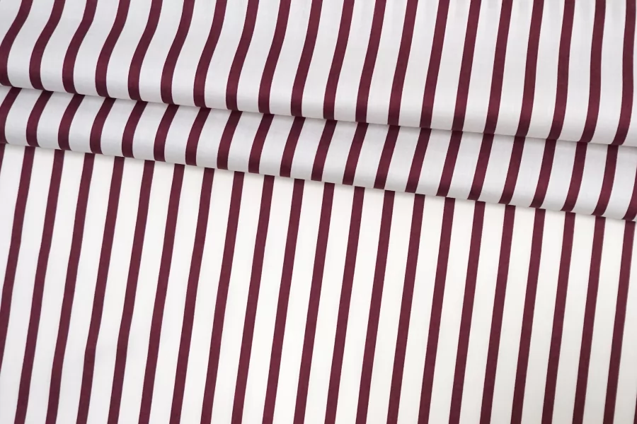 Хлопок сатиновый рубашечный MAX MARA Полоска бело-сливовая MM H5 A30 22042601