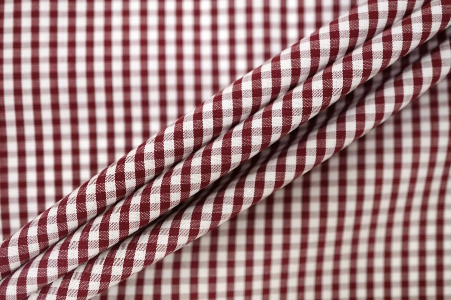 Рубашечный хлопок в клетку Вишнёво-белый BL H6 B40 10022602