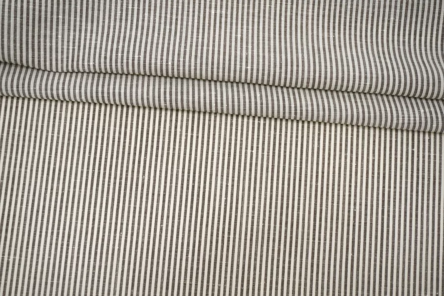 Плательно-рубашечная шерсть со льном Бело-коричневая в полоску BL H16/2 F10 10022634