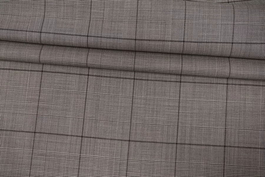 Костюмно-плательная шерсть тонкая Гленчек коричнево-белая BL H62 FF20 10022657