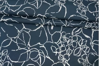 Рубашечный хлопок мерсеризованный Абстракция цветочная темносине-белая FRM H003 FF22 13022646