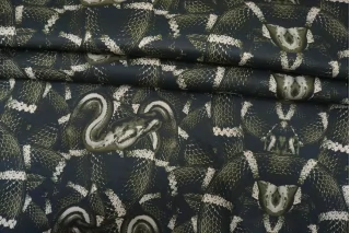 Хлопок-стрейч костюмный Змеи зелёные SF H11/2 А77 14012660