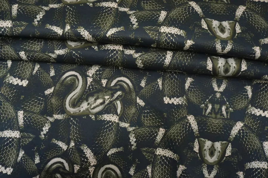 Хлопок-стрейч костюмный Змеи зелёные SF H11/2 А77 14012660