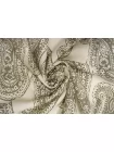 Лён с хлопком костюмно-плательный Зелёный орнамент на молочном H16 F20 14012661