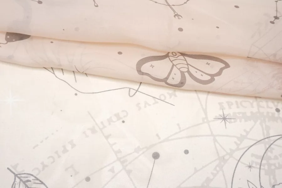 Шифон шёлковый MAX MARA Созвездия на пудровом MM H28/1 N50 16032603