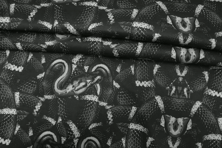 Хлопок-стрейч костюмный Змеи чёрно-серые SF H11/2 А77 16032604