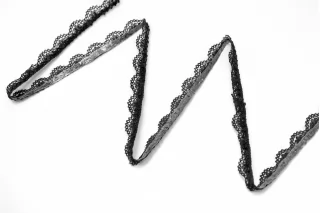 Кружево черное с пайетками на клеевой основе 1,2 см. KR7A  25022613