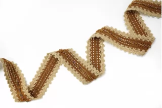 Тесьма декоративная под замшу с бисером коричневая 3,5 см ST2 25022651