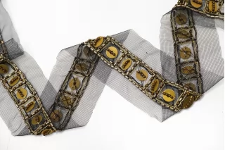 Тесьма декоративная сетка расшитая бусинами 6,5 см ST2 25022654