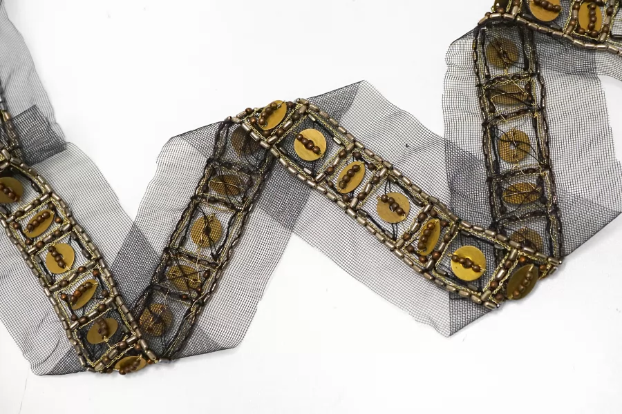 Тесьма декоративная сетка расшитая бусинами 6,5 см ST2 25022654