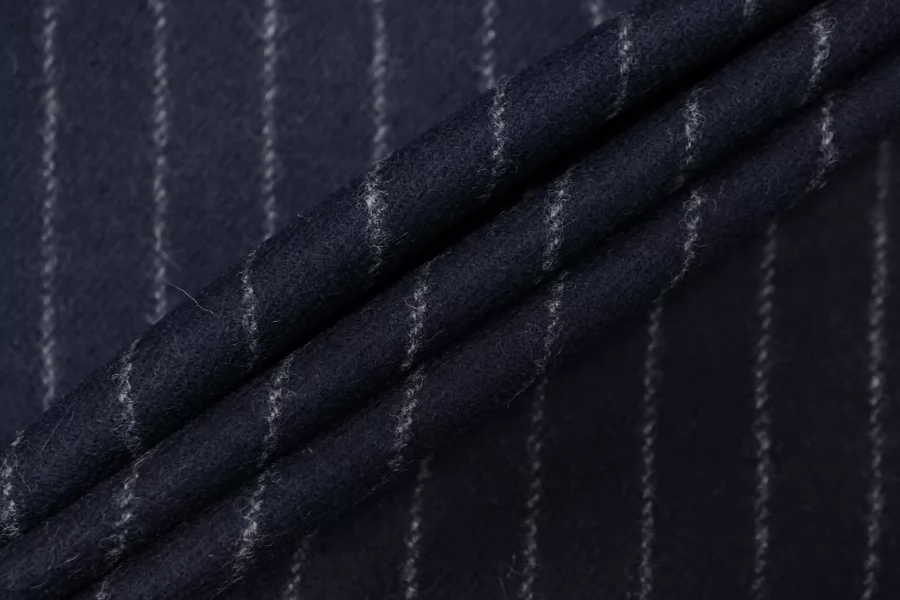 Костюмно-пальтовая шерсть Тёмно-синяя в полоску BNC H60/4 DD70 25032602