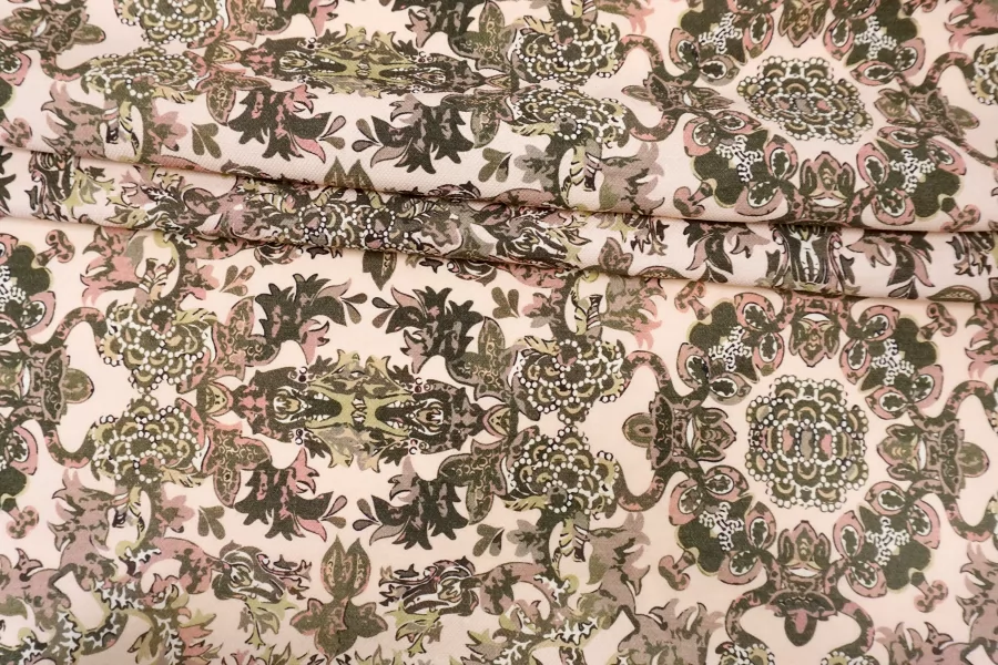 Костюмная шерсть LORO PIANA Орнамент на светло-персиковом BNC H60/1 FF10 25032610