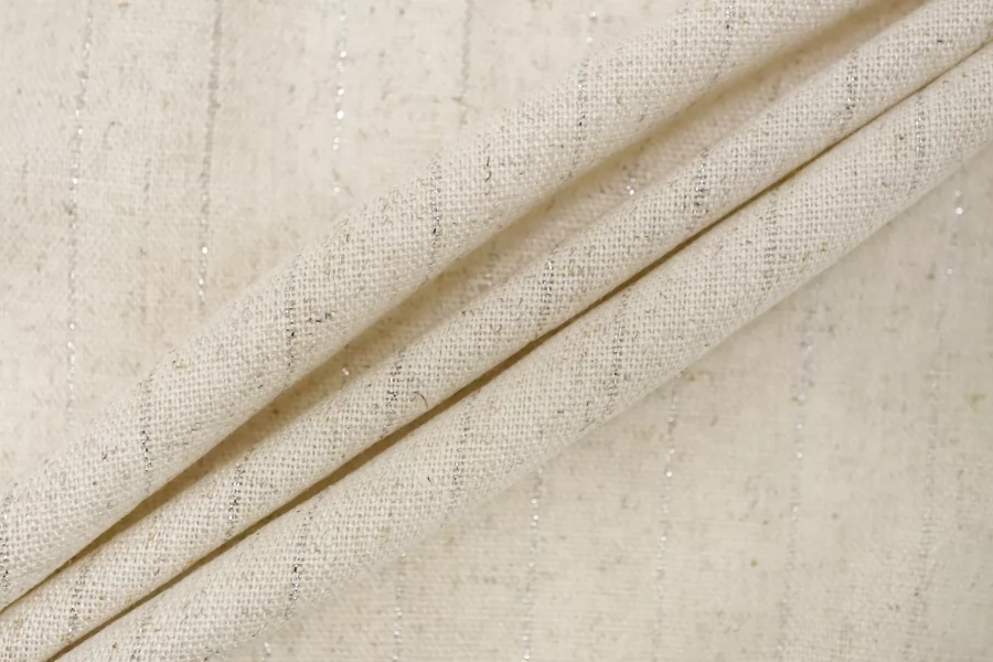 Хлопок плательно-костюмный "под лён" Молочно-бежевый с люрексом BNC H10/2 E10 25032616