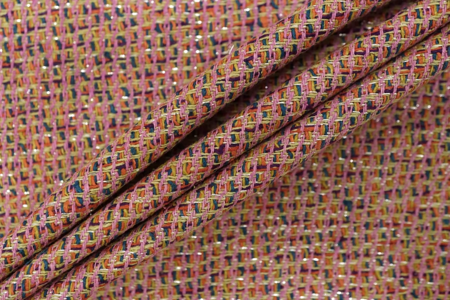 Твид шелковый костюмный Разноцветный розово-зелёный BNC H68 L50 25032621