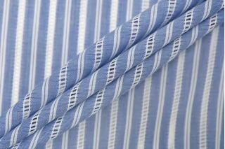Рубашечный хлопок-мережка Голубой в белую полоску BNC Н5 А30 25032631