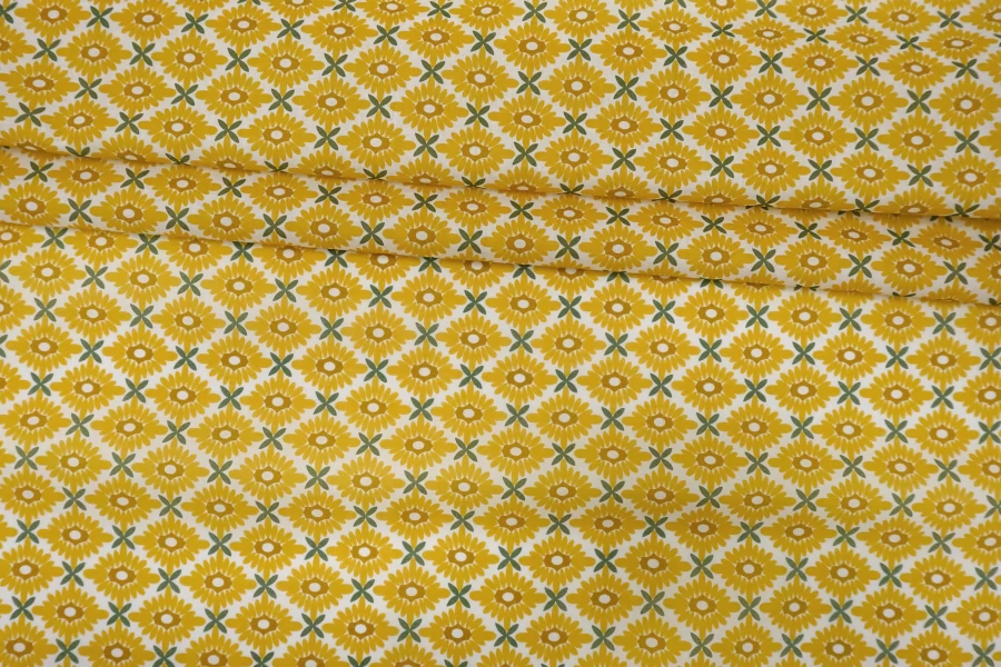 Батист хлопковый Жёлтые цветы на белом BNC H2/2 A22  25032641