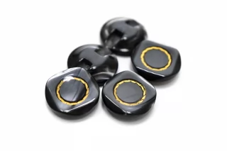 Пуговица пластиковая на ножке Серая с золотой вставкой 18 мм  (S-3)  26112512